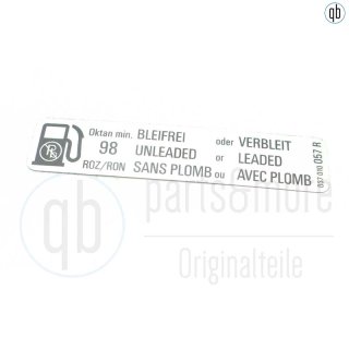 Original VW Aufkleber Kennschild Bleifrei Verbleit 98 ROZ